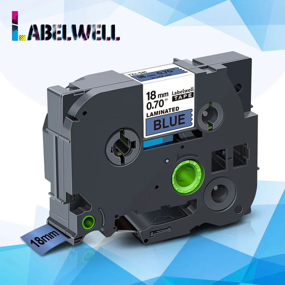 Labelwell 18mm label 541 compatible for 541 Laminated Label Tape Black on Blue Printer Ribbon for Label Maker label cassette