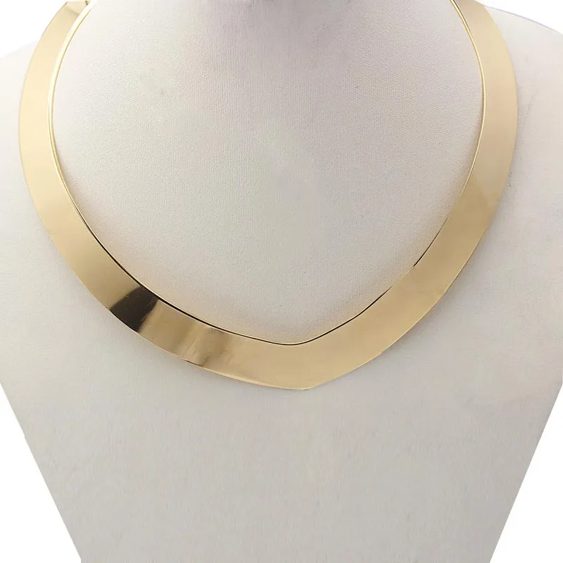 Collar Necklace V Shape Choker Necklace Gold Color Collares Jewelry Stainless Steel Torques Statement Jewelry