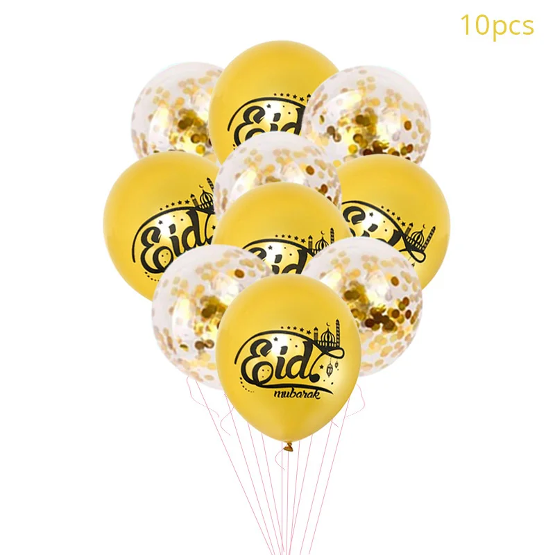 10/15pcs EID MUBARAK Decor Latex Balloon Eid Confetti Balloons Islamic Muslim Festival Party Supplies Ramadan Kareem Decoration