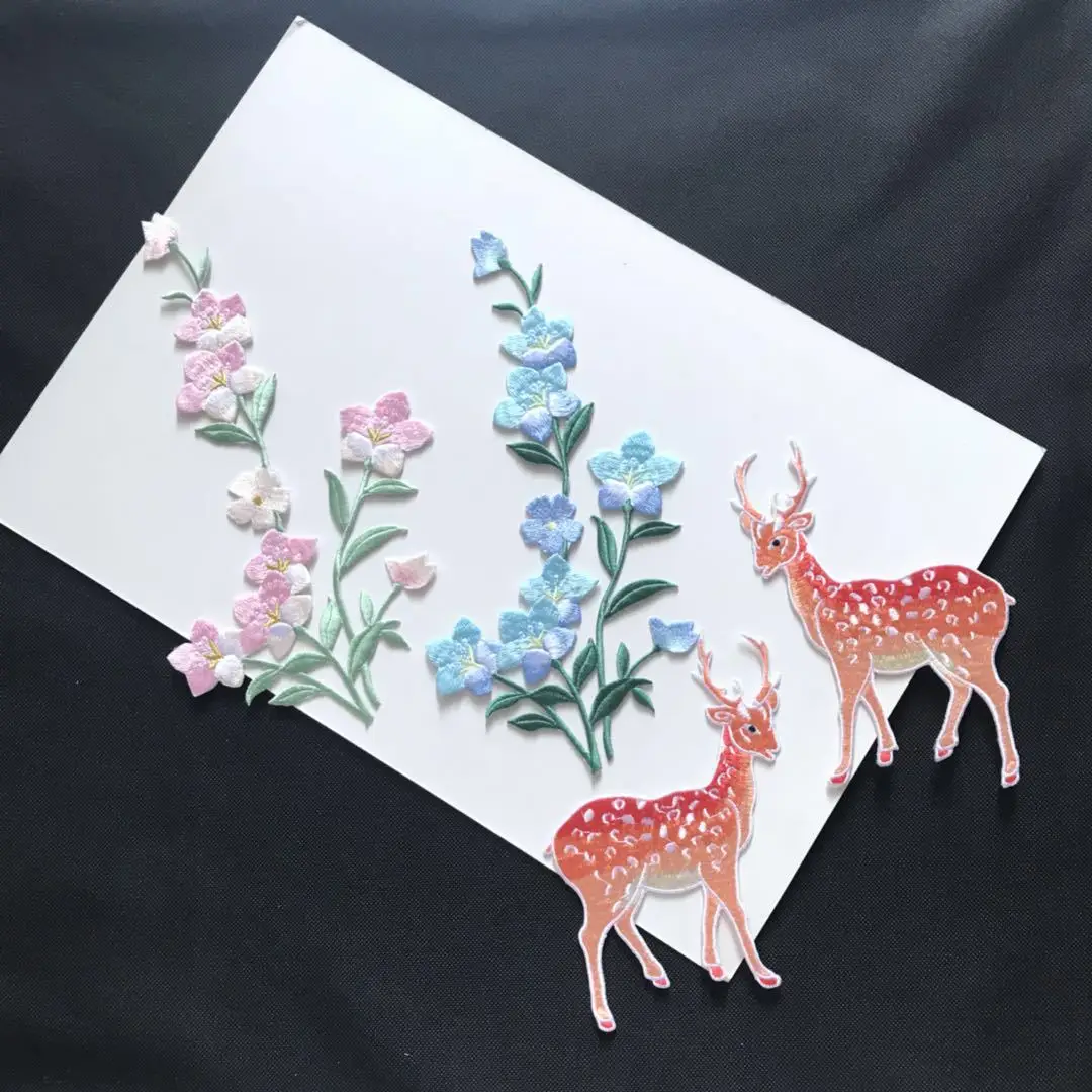 Embroidery Sika Deer Cloth Sticker DIY Creative Patch Sticker Garment Decoration Accessories Adhesive Can Be Ironed