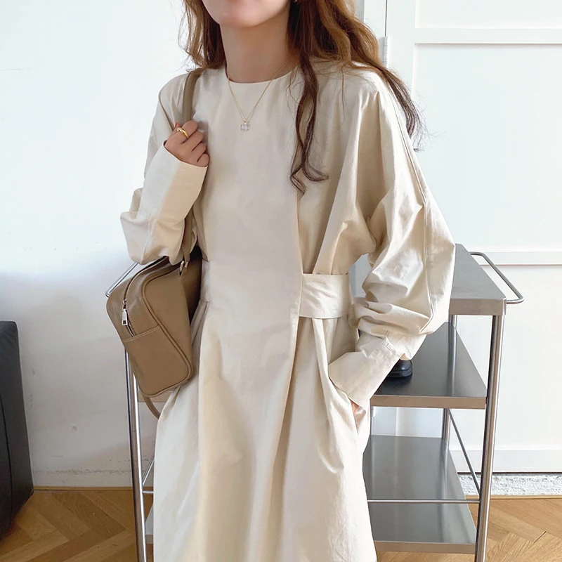 

Vintage Dress Luxury Long Sleeve Dresses Women High Waist Party Elegant Korean Autumn A-Line 2022 Spring O Neck Vestido Midi