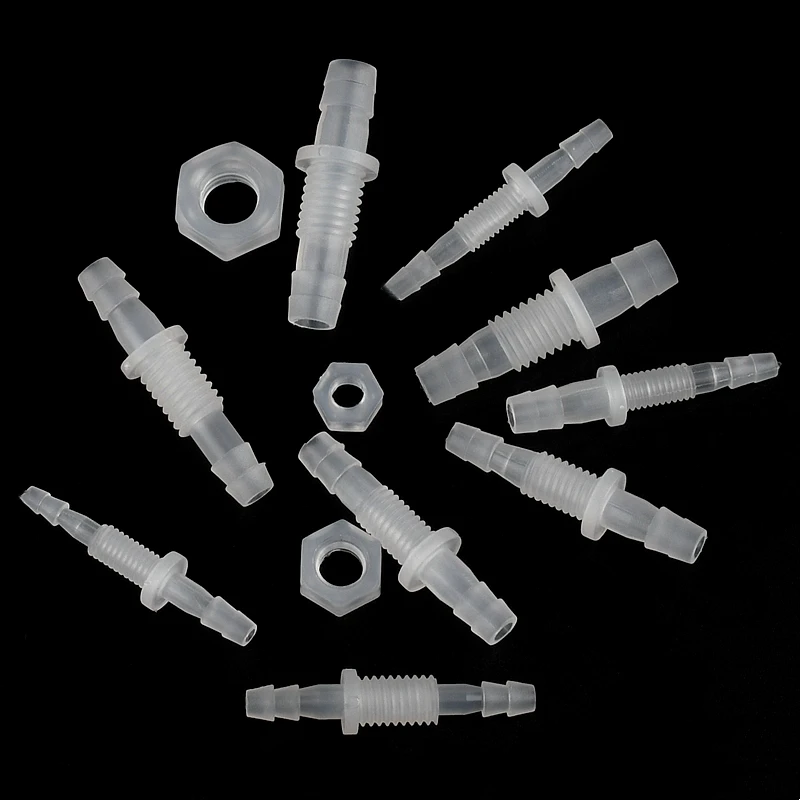 3 ~ 200Pcs 3 ~ 8Mm Đến M6 ~ M10 Ren Lục Giác Hạt Nhựa PP Chùa Trực Tiếp Kết Nối Hồ Cá xe Tăng Bơm Không Khí Chuyển Đổi Hệ Thống Thủy Lợi Vòi Khớp