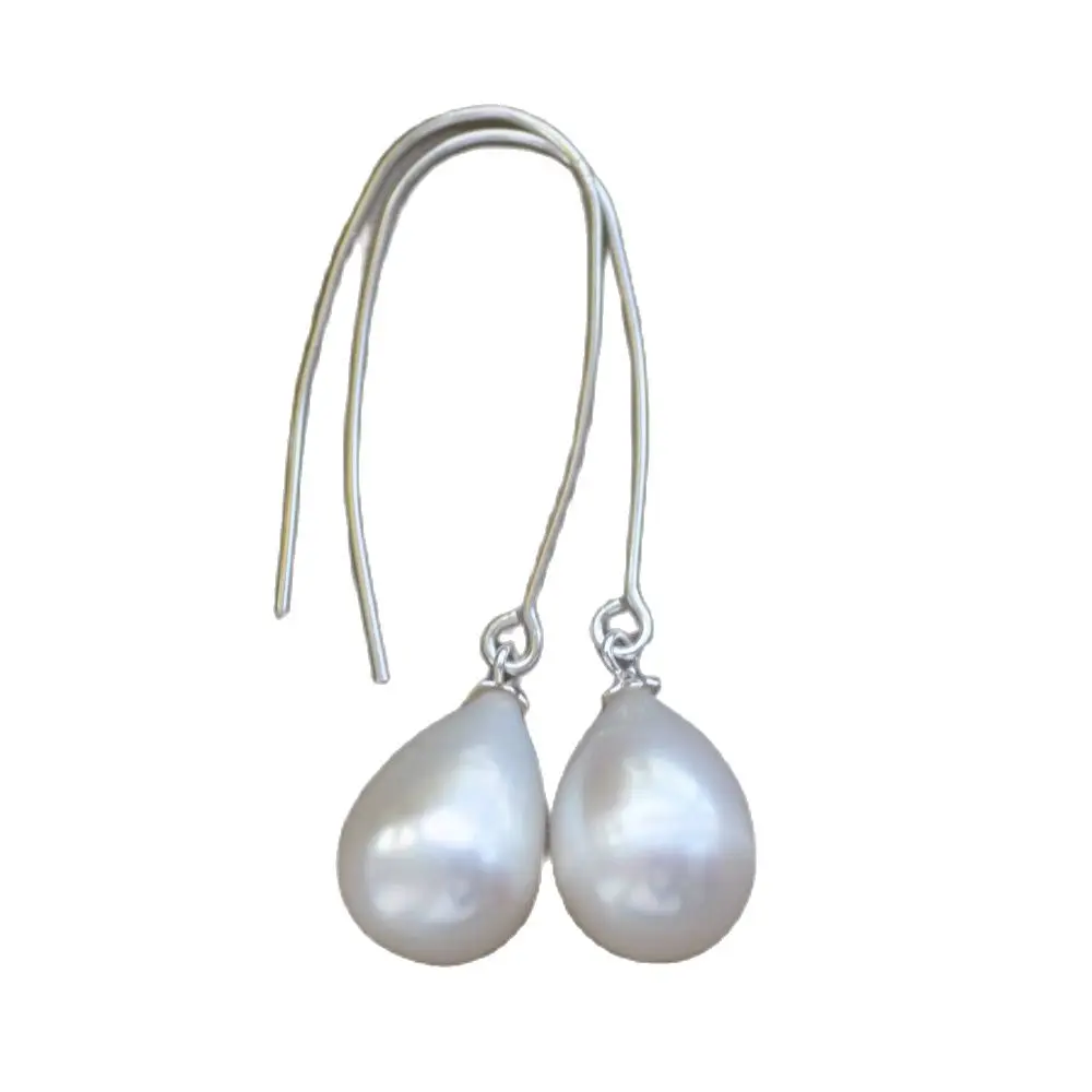 

MTC·STAR Z10580 16mm White Drop Freshwater Pearl Dangle Earring 925silver