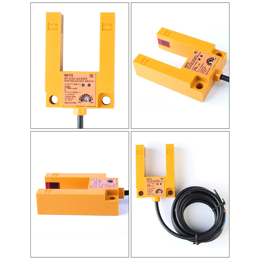 U-förmiger Schlitz-Lichtschranke E3S-GS30E4 Aufzugs-Hebestandsensor NPN NO 3 Drähte 12 V-24 V 30 mm Infrarot-Näherung EIN AUS – Detail 1