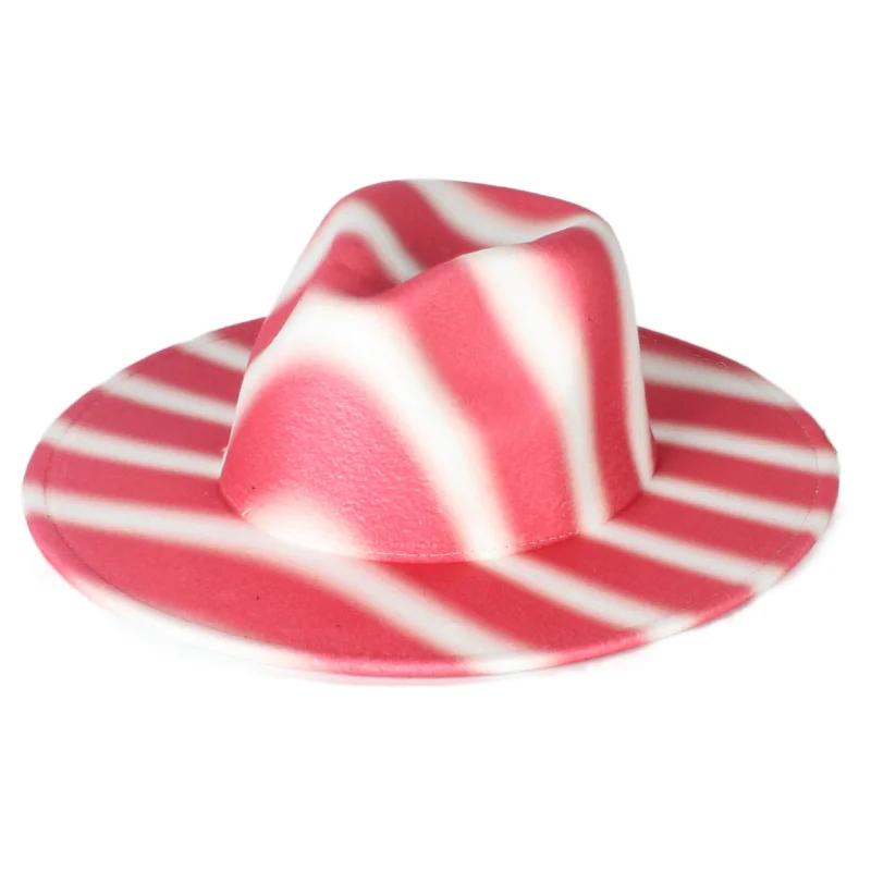 

2021 New Stripes flat brim Panama Jazz Felt Hat Fedora Hats Women Hats