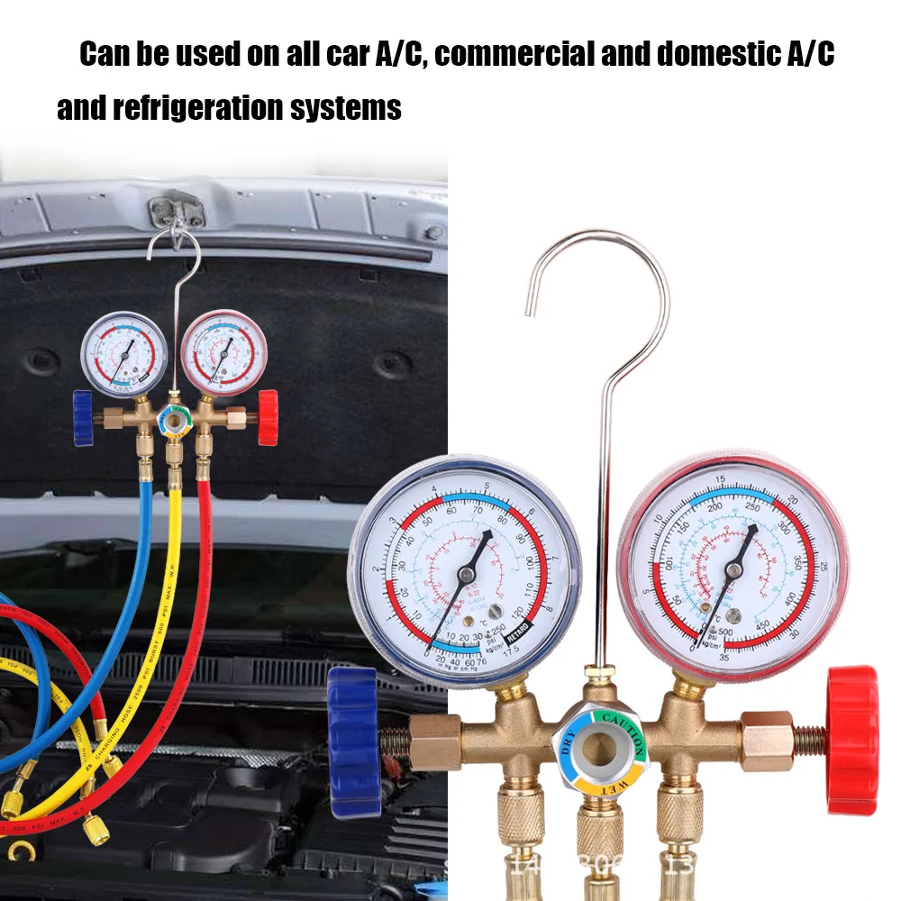 Klimatyzator narzędzia Freon r134a R12 R22 R404A miernik ciśnienia klimatyzacji manometryczny kolektor narzędzia