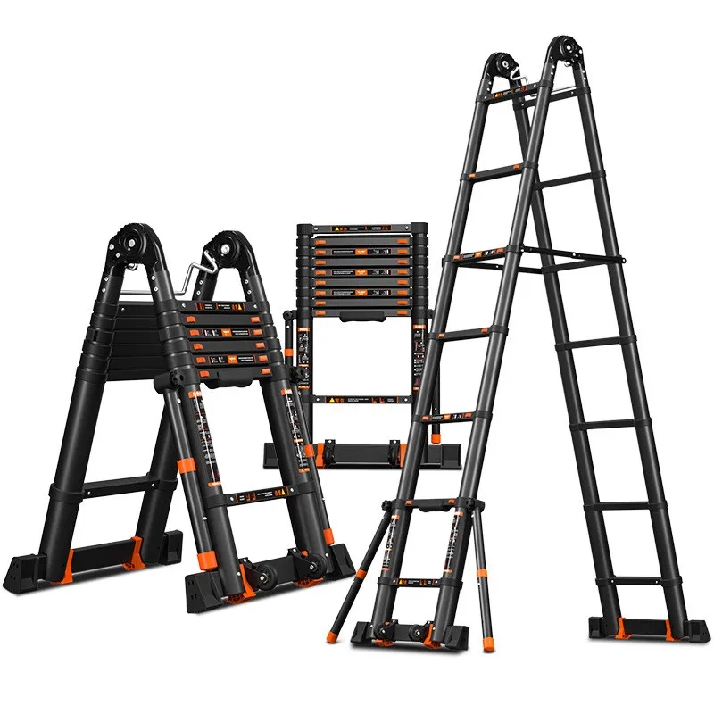 4.1*4.1m Multifunctional Folding Telescopic Aluminum Alloy Ladder Herringbone/Straight Ladder Dual-purpose Thickening Anti-shake