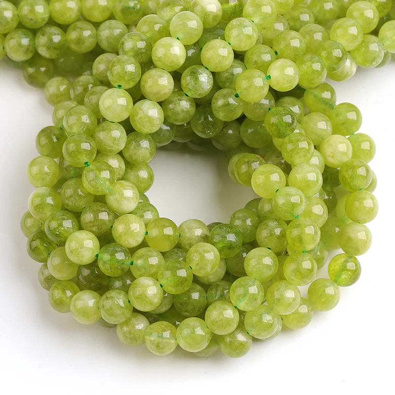 LS 6/8/10mm Chinese Olivine Beads Round Natural Chrysolite Gemstone For Jewelry Making Diy Bracelet Necklace