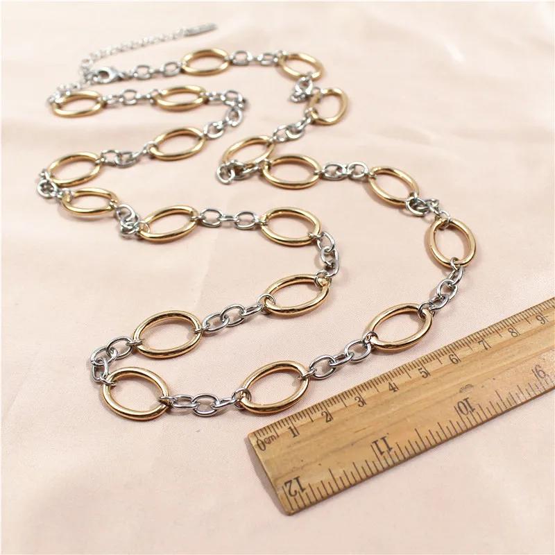 2021 New Necklace Geometry Metal Chain Link Simple Atmosphere Fashion Women Sweater Chain Necklace Women Jewelry