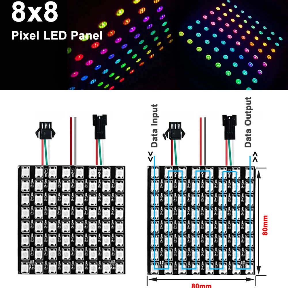 WS2812B indywidualnie adresowane 5050 Panel Led RGB cyfrowy elastyczny ekran z matrycą moduł światła 8*8 16*16 8*32 64 256 pikseli DC5V