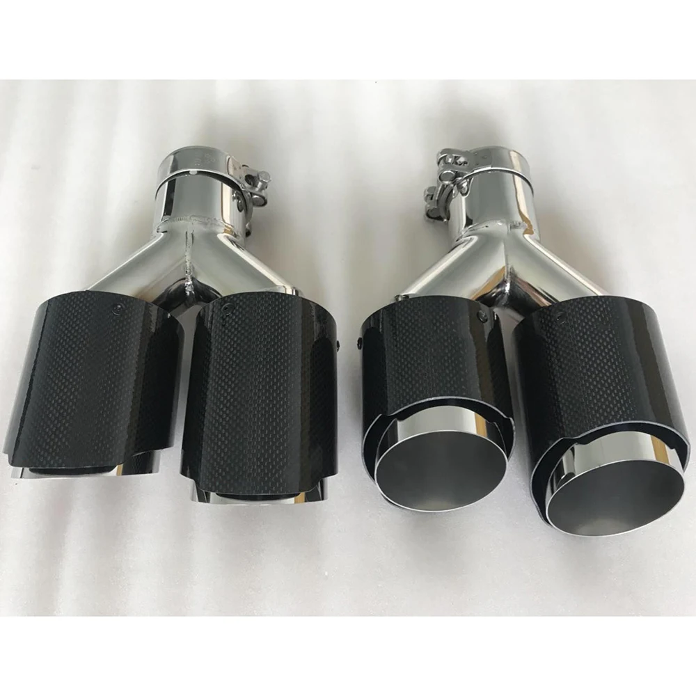 1 PC Carbon double glossy outlet muffler modified tail throat car stainless steel exhaust pipe universal tail pipe