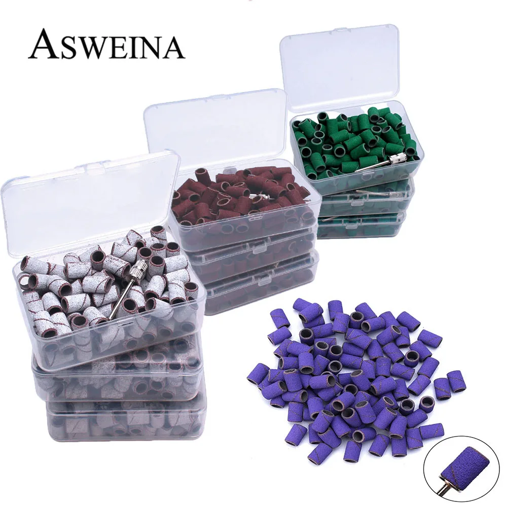 100pcs 80 ''/120''/180 "fasce per levigatura per Nail Art fasce viola per trapano per unghie elettrico Manicure per smalto per unghie rimuovere lo strumento per Pedicure