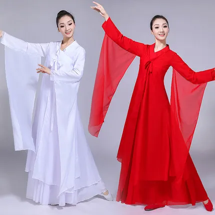 

Women's Cross Collar Classical Dance Elegant and Elegant Chinese Dance Set Costume Hanfu Cool Monochrome Smooth Dance Costume