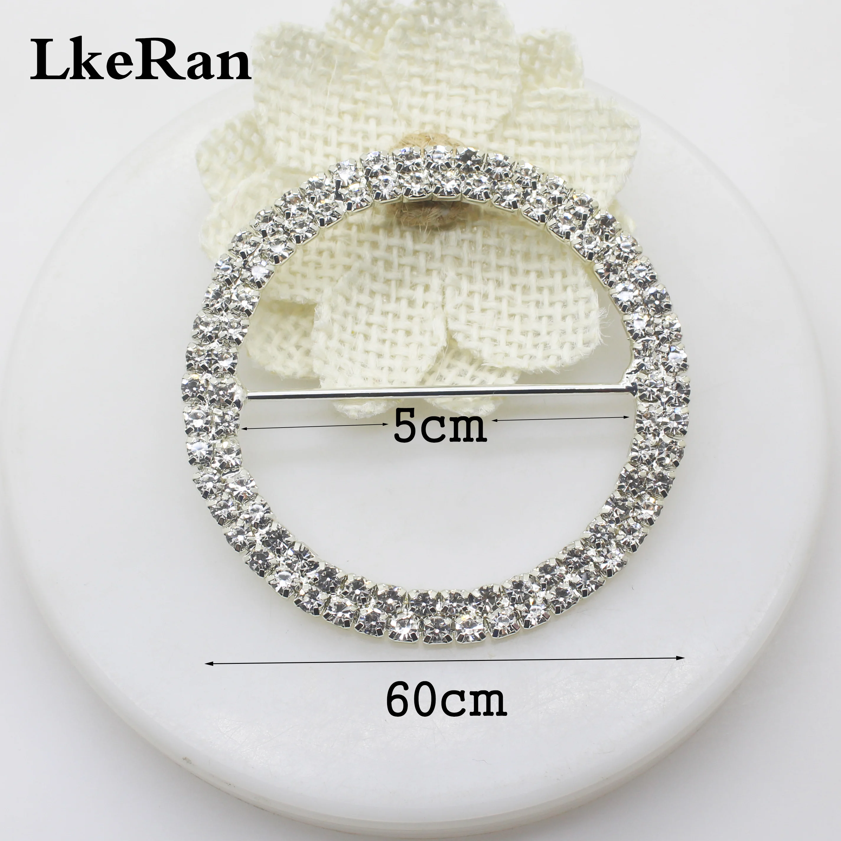 LKERAN 2Pcs/lot 6cm Double row Rhinestone Buckles Wedding Chair Sash Ribbon Slider for DIY Hair Accessories Free Shipping