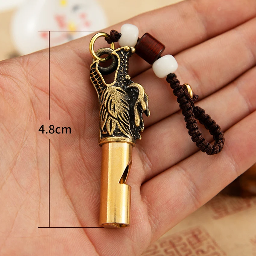 Copper Wild Dragon Keychain Pendants Outdoor Referee Whistle Vintage Wild Survival Whistles