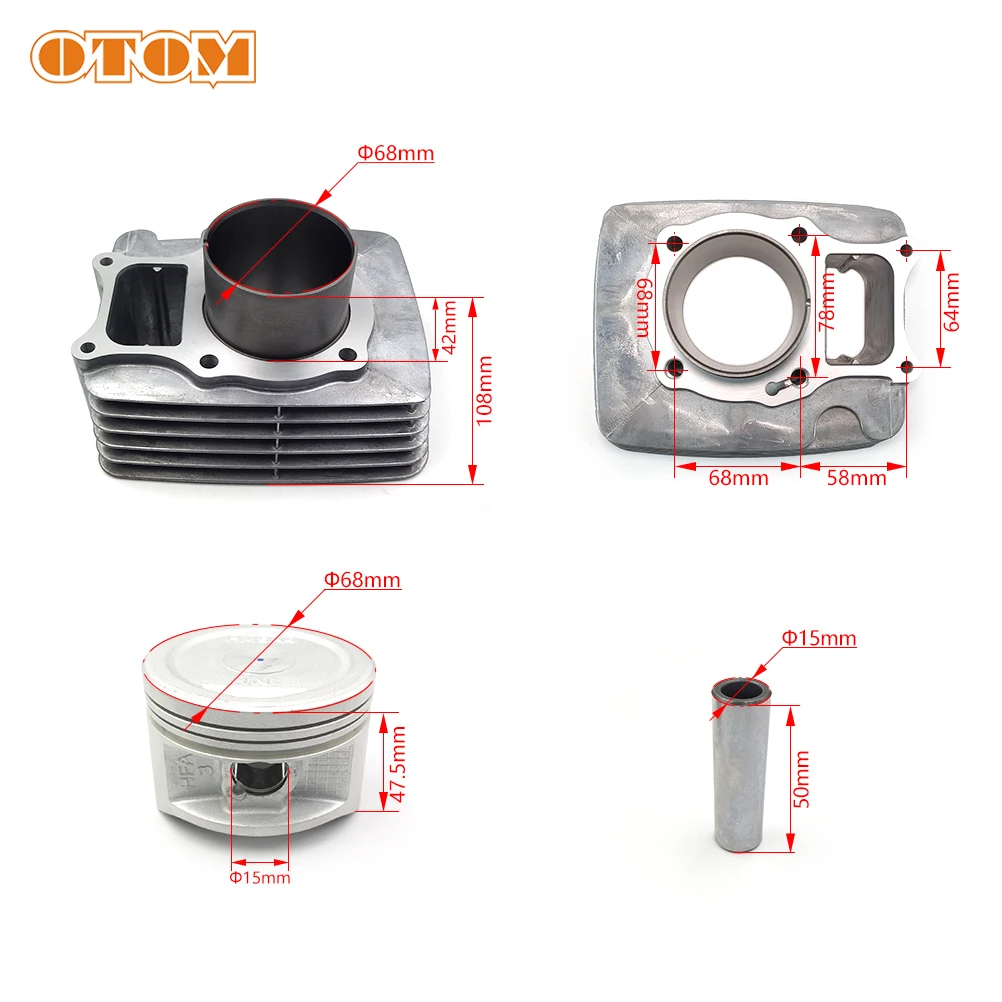 Motorcycle Accessories TRX250 Cylinder Kit 68mm STD Piston Ring Pin Gasket Head Retaining For HONDA ​TRX250EX ​TRX250X Bikes