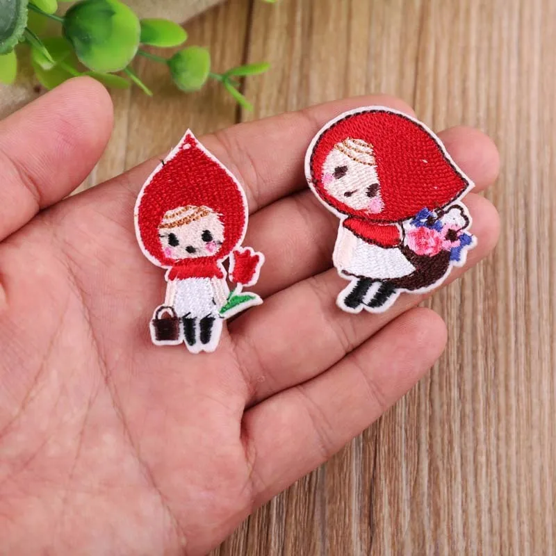 

Little Red Riding Hood girl Embroidery Patches Iron On for Clothing Sticker Girl Decorative apparel for children Accessories