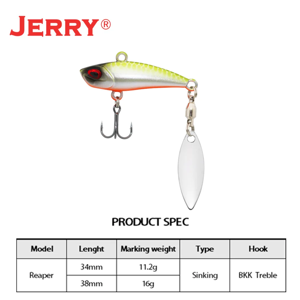 Jerry Reaper Metal VIB Vibration Jigging Sinking Metal Fishing Lures Willow Saltwater Freshwater Bait Wholesale