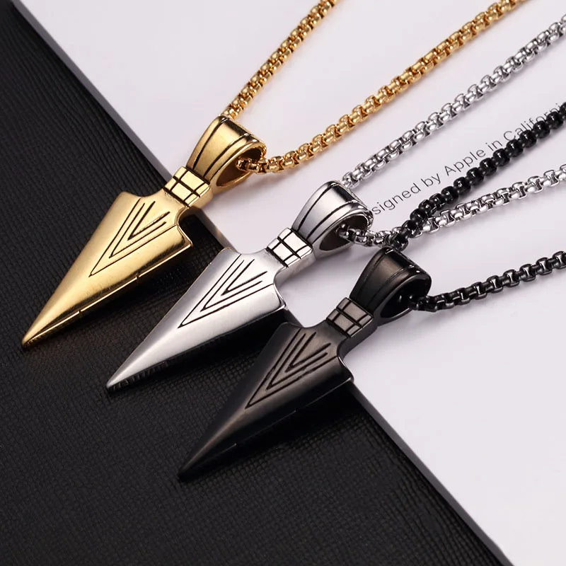 Arrow Pendant Men's Necklaces Jewelry Chain Hip Hop Punk Christmas Halloween Gift For Men Women Necklace