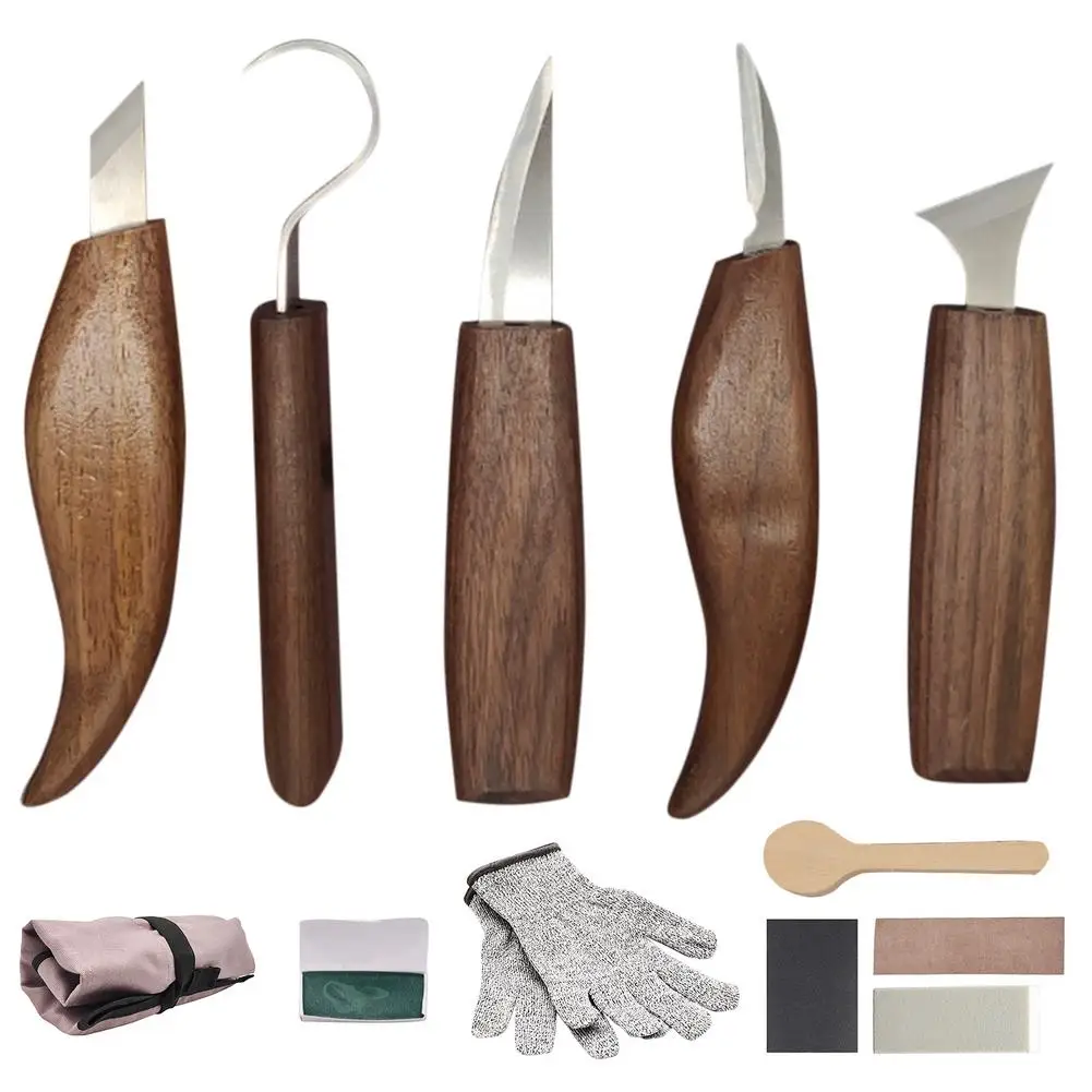 

7/10/12 PCS/Set Wood Carving Kit Walnut Chrome Vanadium Steel Carving Knife Tool Set For General Woodwork