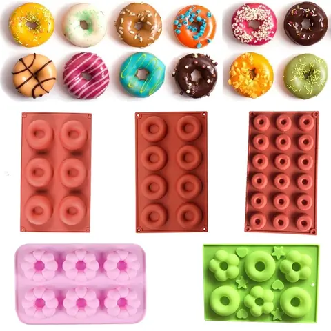 Silicone Donut Maker 3D DIY Baking Pastry Cookie Chocolate Round Molds Muffin Cake Mould Dessert Handmade Kitchen Cooking Tools