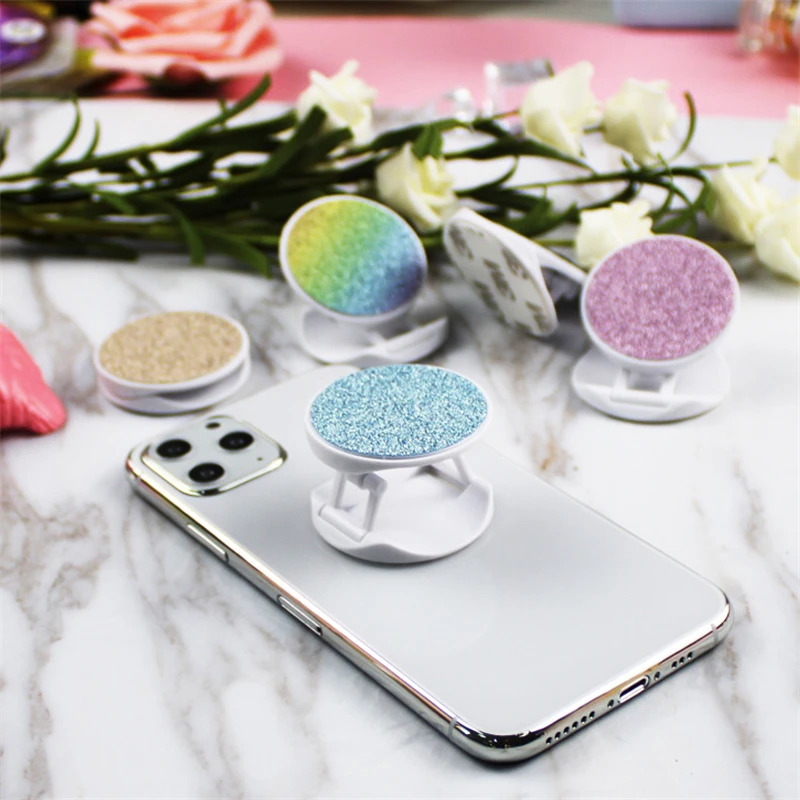 글리터 라운드 휴대폰 스탠드, 접이식 스트레치 브래킷, 전화 홀더 지지대, 1 개