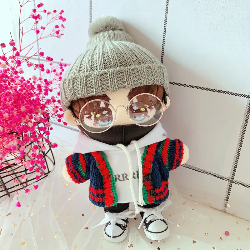 1SET 20CM Kpop Doll Clothes Hat+Coat+Sweater+Shorts+Glasses+Mask Cool Stuff Korea Kpop EXO idol Doll Accessories DIY Gift