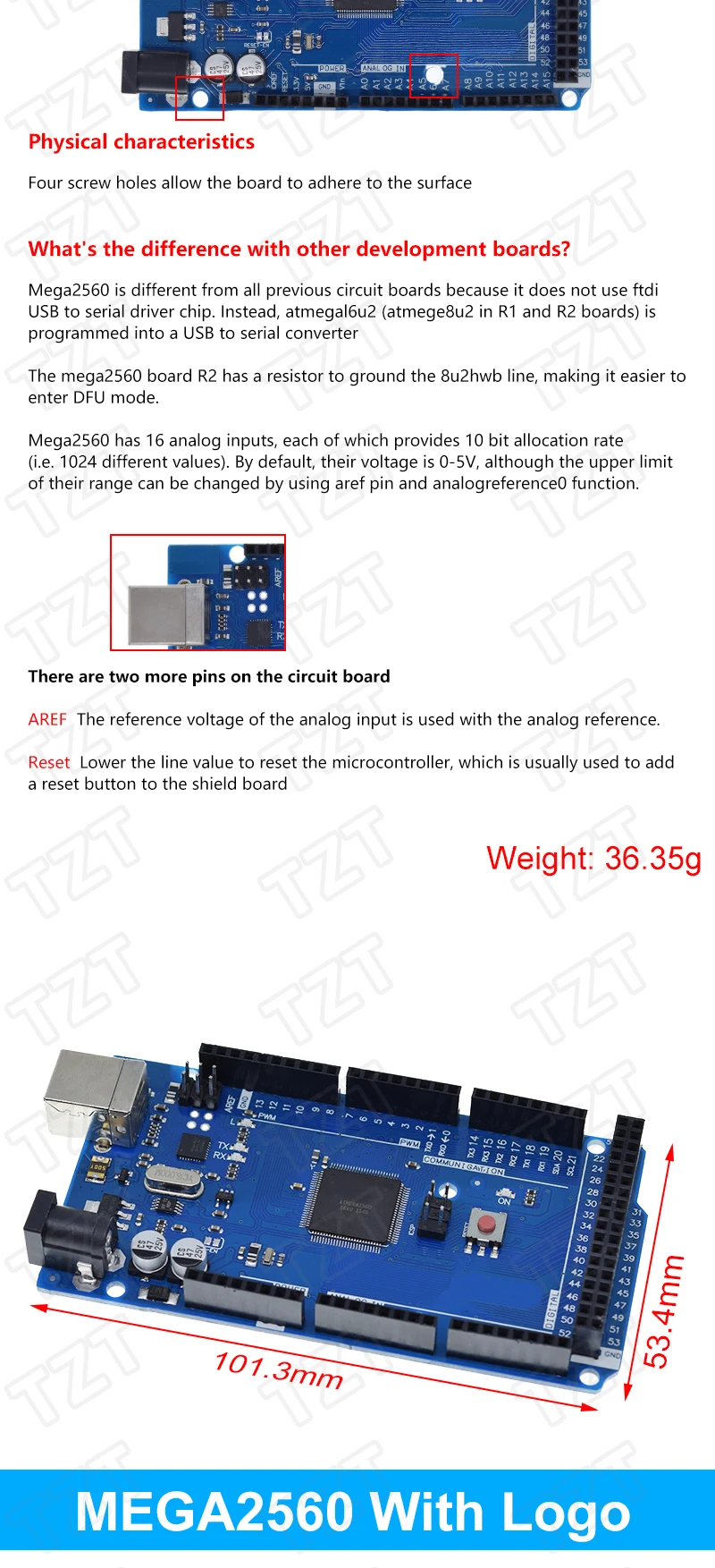 Mega2560 ATMEGA16U2 / Pro Mini MEGA 2560 Mega + WiFi R3 ATmega2560 Chip CH340G Für Arduino UNO R3 Entwicklungsboard WeMos ESP8266 – Detail 5