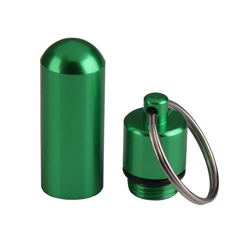 

Portable Small Cute Mini Prescription Pill Container Keychain Box Waterproof Aluminum Pill Box Outdoor Emergency Pill Bottle