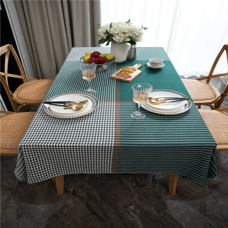 

Polyester Yarn-Dyed Jacquard Tablecloth Hotel Picnic Rectangular Table Cover Geometric Houndstooth Dining Decor Sofa Cover Towel