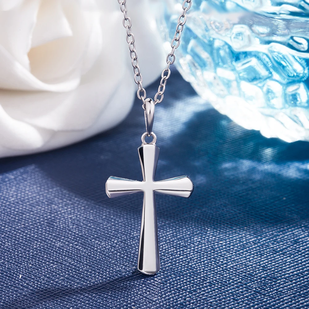 Classic Simple 925 Sterling Silver Cross Pendant Accessories Women 925 Genuine Jewelry Gift Without Chain