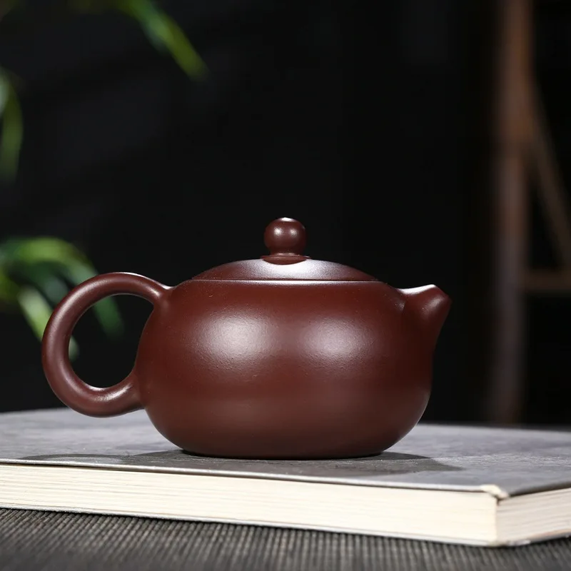 Yixing recommended  all hand undressed ore purple clay zhu xi shi pot of household paint colour kung fu tea set