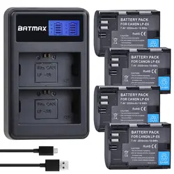 Batmax 2650mAh LP-E6 LP-E6N baterias recarregáveis + carregador para Canon EOS R5,R6,R7,EOS 5DS R,5D Mark II,5D Mark III,6D,7D,80D,90D