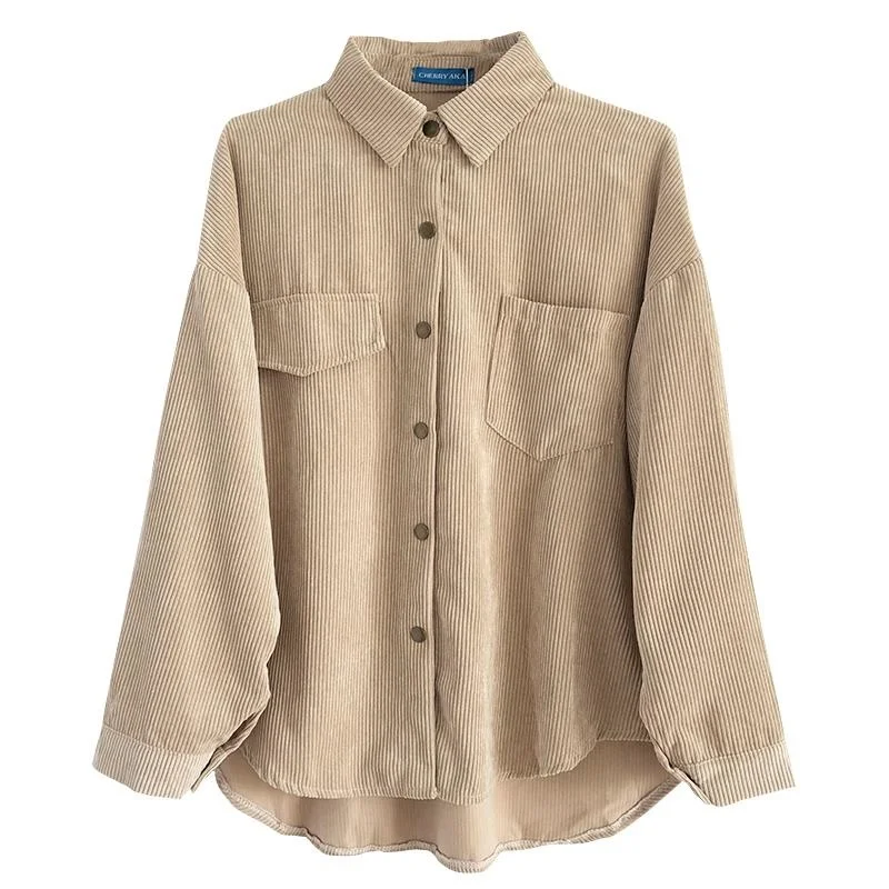 New Shirt 2024 Autumn New Ins Loose And Versatile Corduroy Shirt Women\'s Solid Color Casual Long Sleeve Shirt Coat