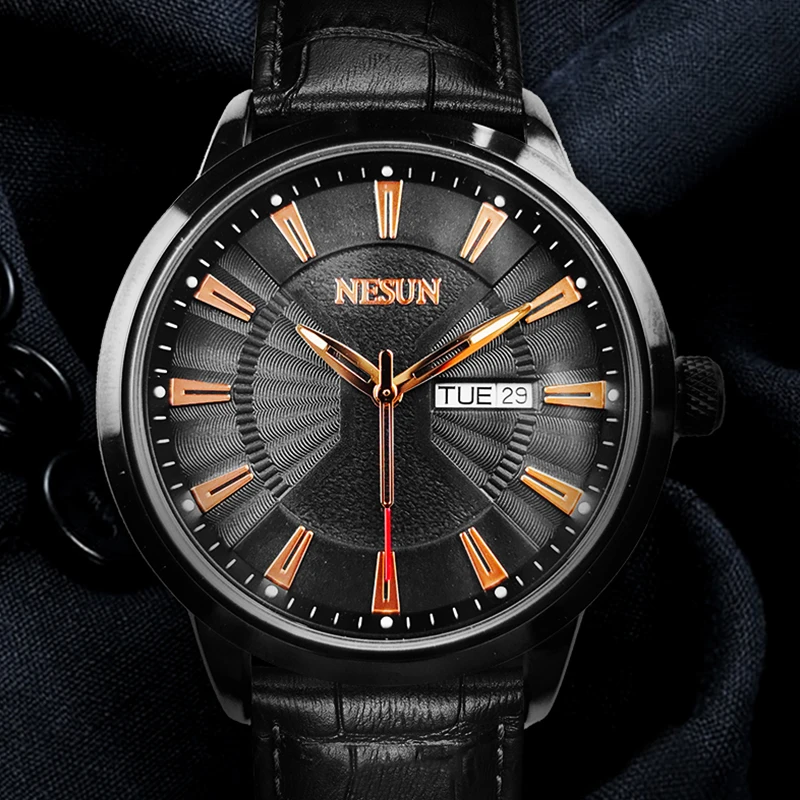 NESUN Men's Luxury Watch MIYOTA Imported Japan Quartz Movement 30M Waterproof Genuine Leather Strap Switzerland Brand N7055