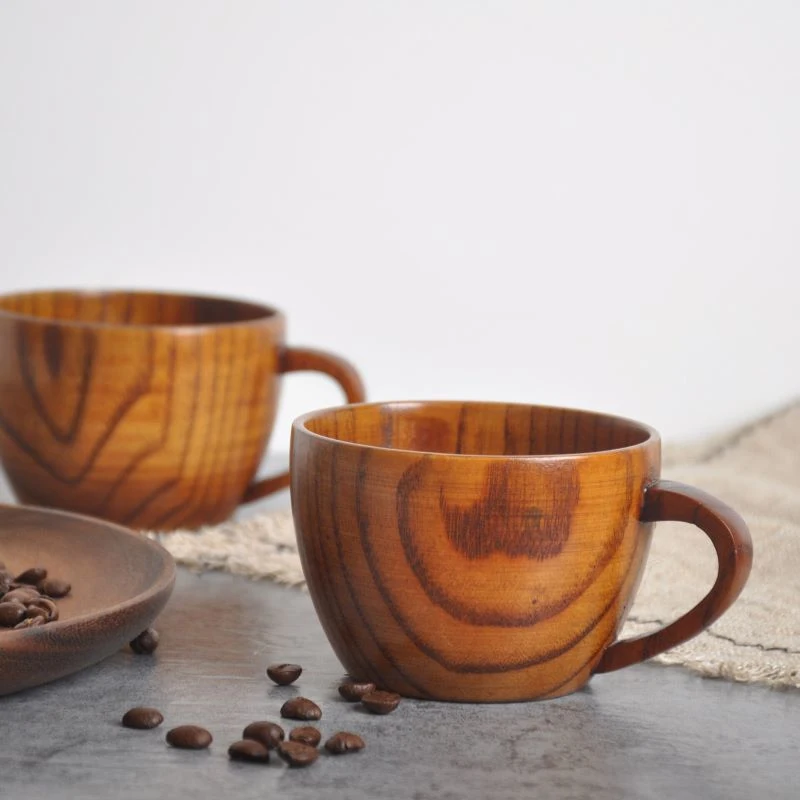 150ml Retro Solid Wood Coffee Cup Wooden Tea Cup Wooden Coffee Milk Spoon Hotel Restaurant Cup