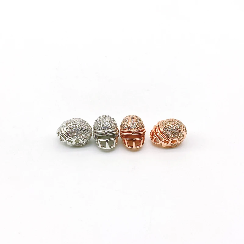 5pcs/lot Wholesale Of DIY Jewelry CZ Paved Helmet Spacer Beads For Men Jewelry Making