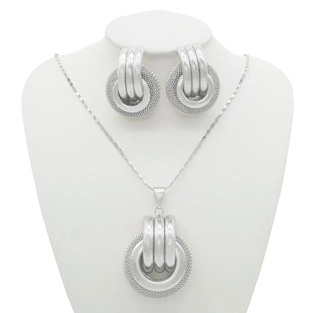 Women's Gold Color Necklace Set with Stud Earrings, Lightweight