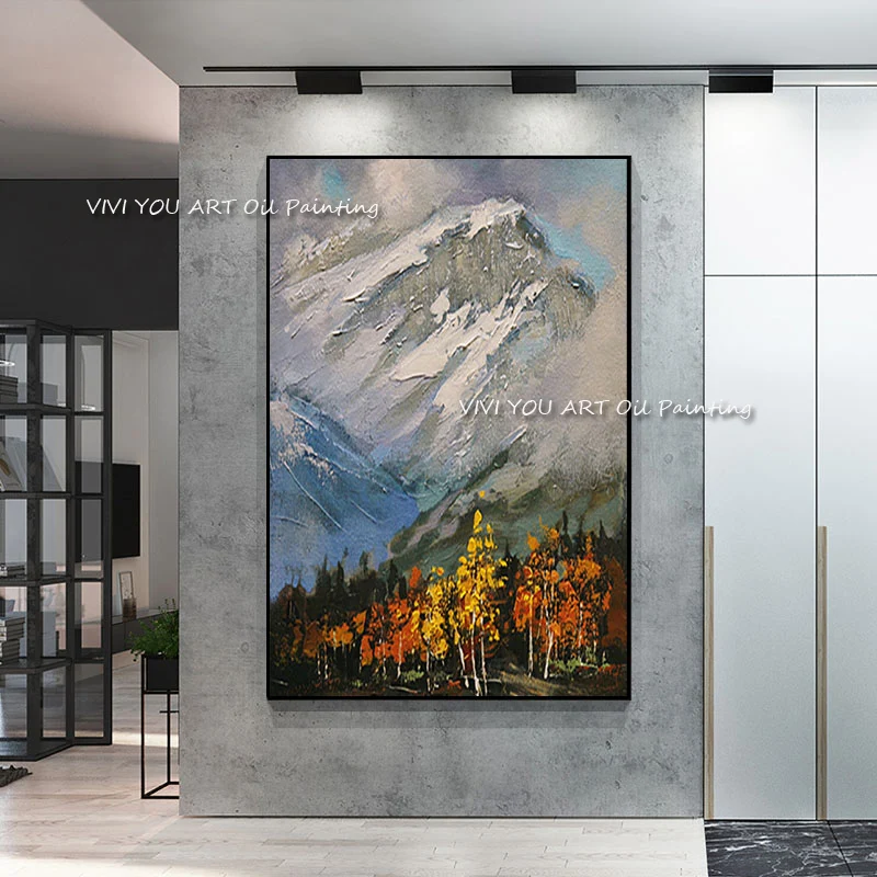 The Top Selling Large Wall Art Handmade Abstract Mountain Oil Painting On Canvas Palette Landscape Home Living Room Hotel Decor