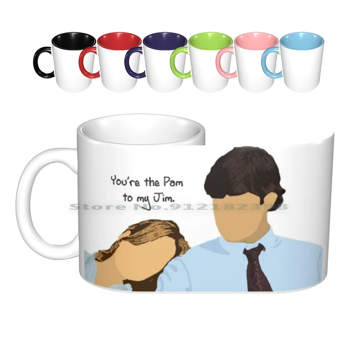 Custom - Pam To My Jim - - Blue Ceramic Mugs Coffee Cups Milk Tea Mug The Office Dunder Mifflin Jim Halpert Pam Beesly Creative