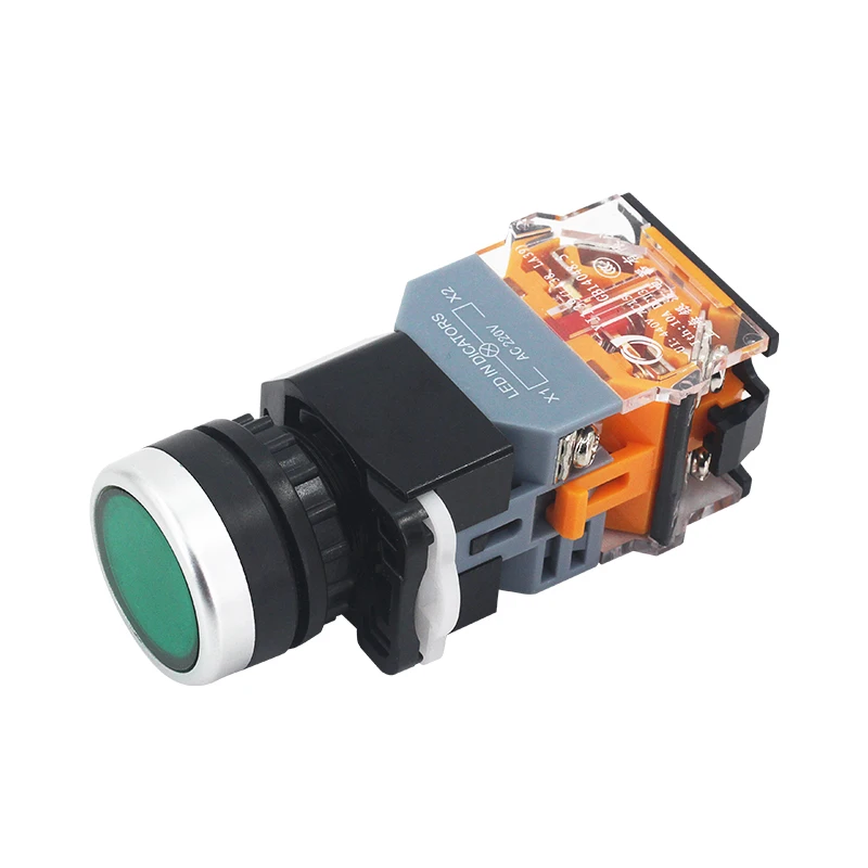 1pcs LA38 Button Switch Self-locking Start Power Switch Self-reset Button 22MM with LED light 12V24V220V Red/green/blue/white
