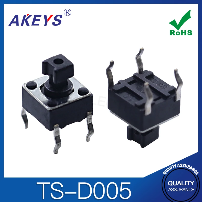 TS-D005 Key High life copper pin 4 pin tap switch connector 6 * 6 * 7.3 Square Head 2.4 Head