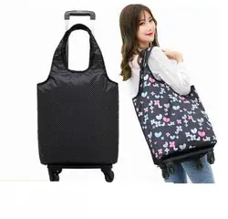 Bolsa feminina para viagem com rodas, carrinho com rodas, sacola para bagagem com rodas, à prova d'água