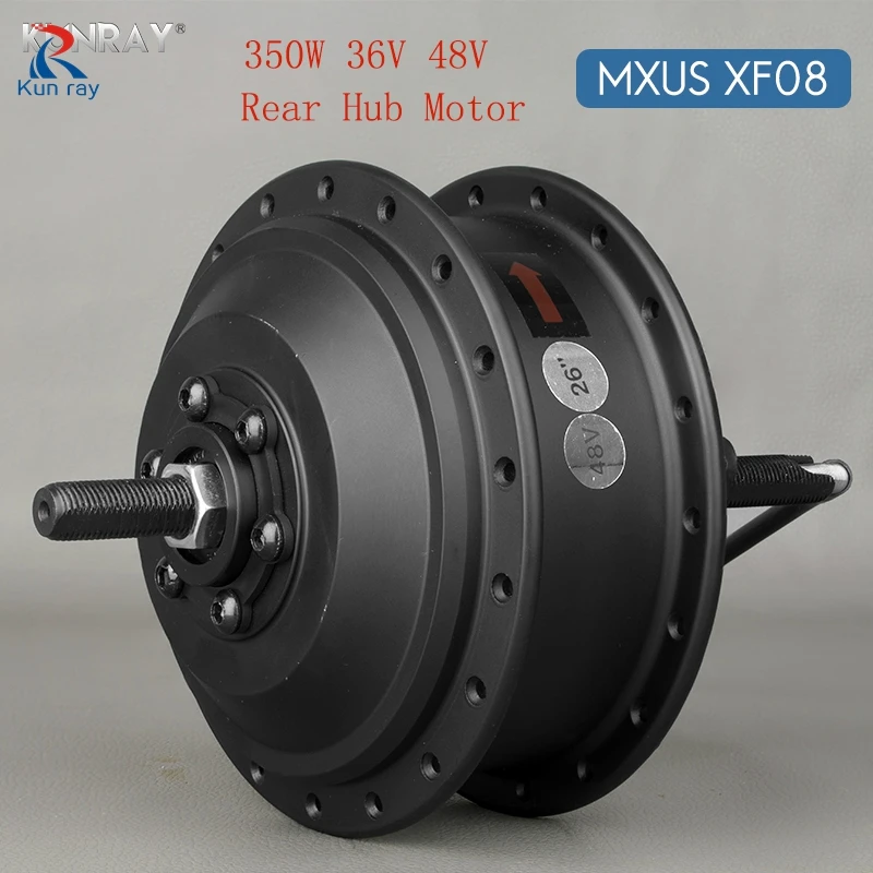 

High Speed Brushless Gear Hub Motor, E-Bike Motor, Rear Wheel Drive, MXUS XF08, 20-28Inch, 700C, 36V, 48V, 350W