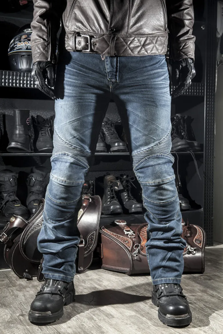 2025 New old cow classic Europe and the United States  motorcycle racing casual straight jeans anti-fall knee pads off-road