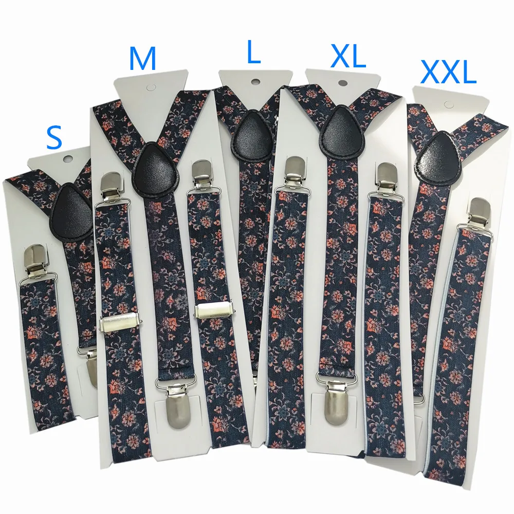 Fashion Flower Print Kids Adult Suspenders 2.5cm Wide Elastic Adjustable Y Back Braces For Women Men Boys Girls Baby Accessories