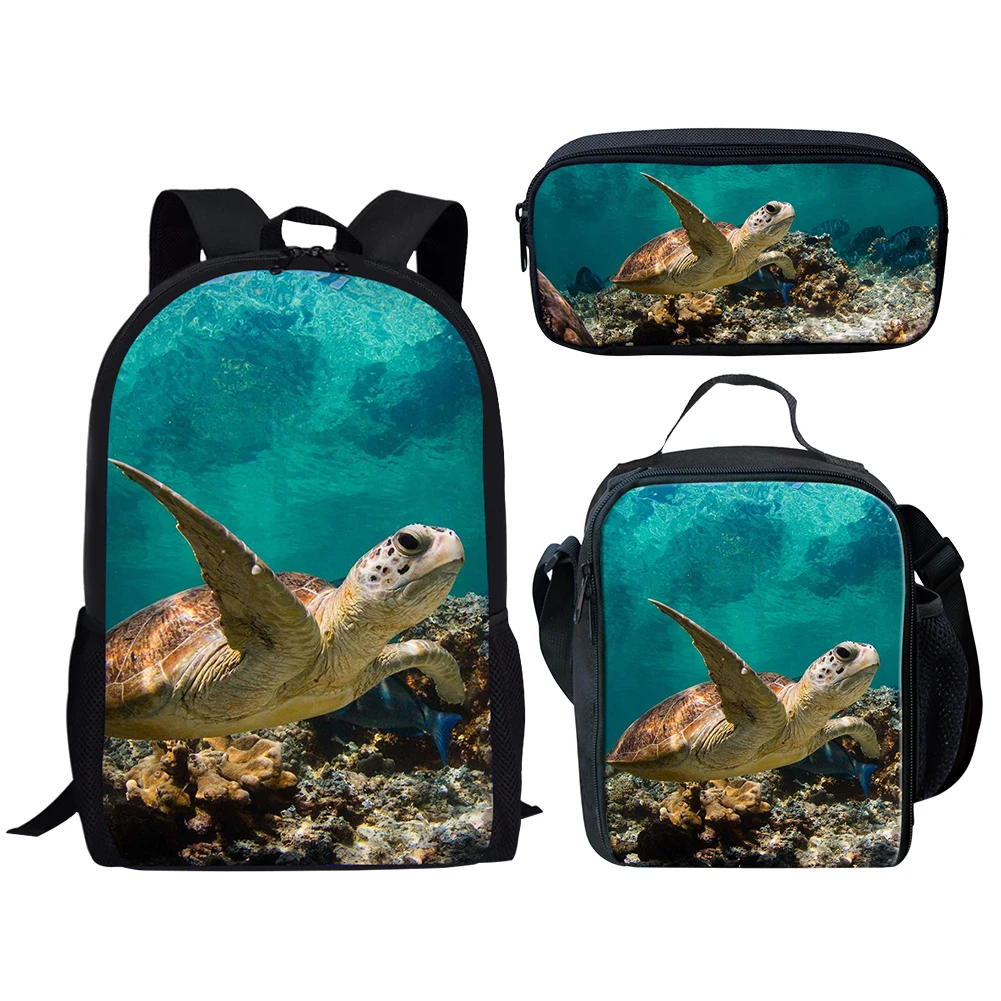 Sea Turtle Back to School Bags for Boy and Girl 3pcs Sets Children Backpack Female Kindergartem Toddle Bag Mochila Custom Logo