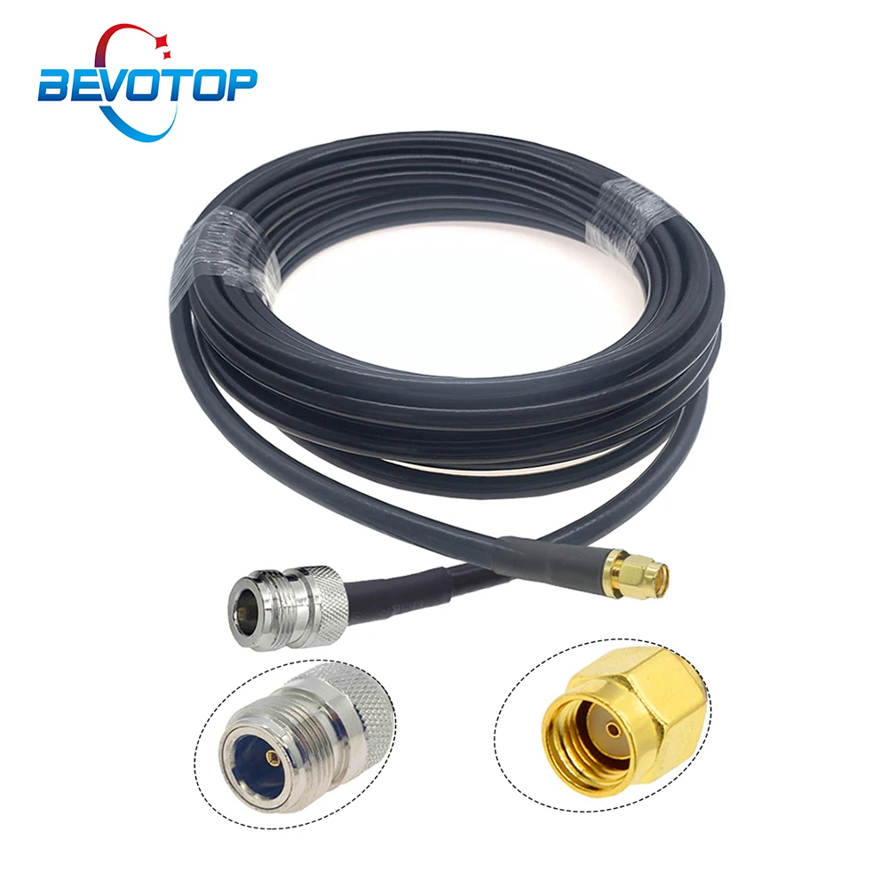 BEVOTOP LMR240 Cable RP-SMA Male to N Female Jack RF Adapter 50ohm 50-4 Pigtail RF Coaxial Jumper 4G 5G LTE Extension Cord 50ohm