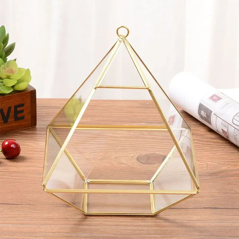 Glass Diamond Wedding Wall Decor Hanging Planter Pot for Succulent Terrarium Geometric Air Plant Flower