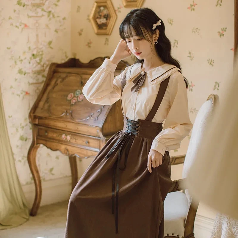 NONSAR Autumn Female Dress Korean Style Retro Sleeveless Solid Color Long  Dress Literary Forest Style Clothes Dress Suit NEW HOT - AliExpress  200000345